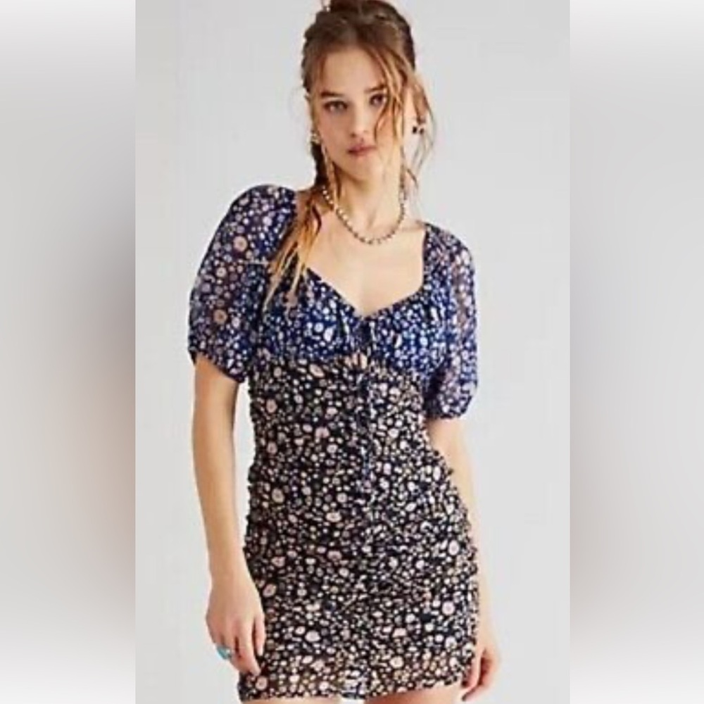 NWOT Free People Revolve Tessa Ruched Double Pint Mini Dress Size Small
